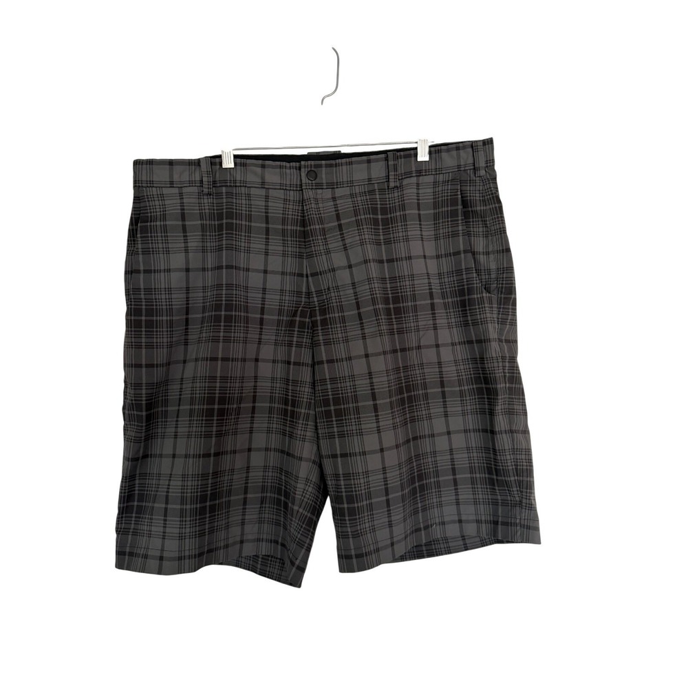 Nike Golf Shorts Mens 40 Grey Plaid Dri-FIT Performance Flat Front Athletic